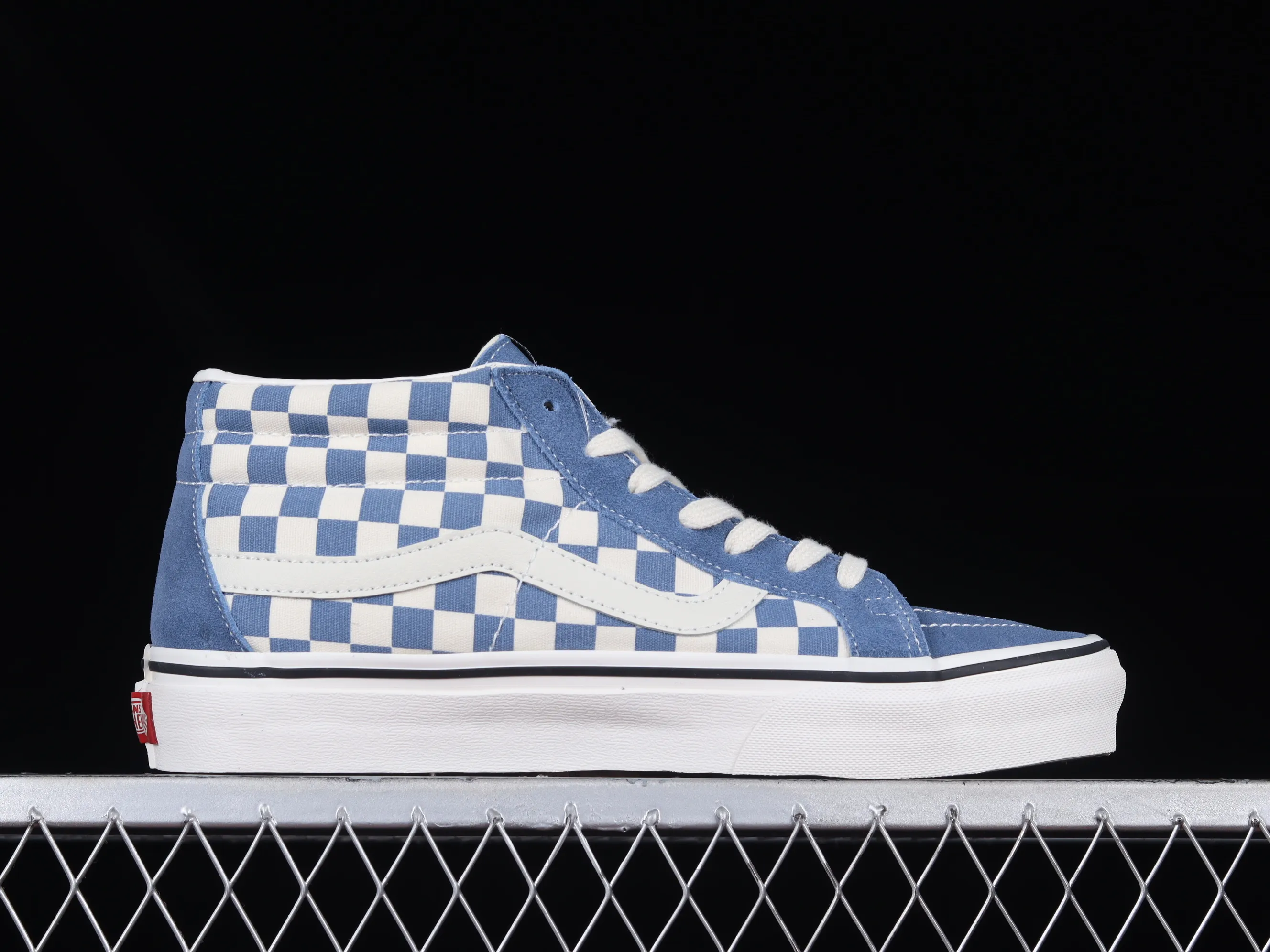 All categories Vans Vans series Vans Mid Vans Sk8-Mid Vans official haze blue checkerboard retro mid-top canvas vulcanized skateboard shoes VN0A391FOQN